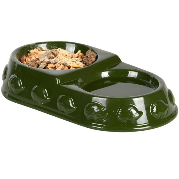 Miska dla jeża zielona 21x12x4 cm podwójna na pokarm 948761