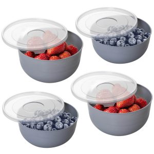 Miska Kuchenna Plastikowa Z Pokrywką Szara 4 Sztuki Zestaw 756340 Miska Kuchenna Plastikowa Z Pokrywką Szara 4 Sztuki Zestaw 756340