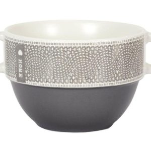 Miska na zupę Home Duo szara 500 ml z uchwytami ceramiczna 989342 Miska na zupę Home Duo szara 500 ml z uchwytami ceramiczna 989342