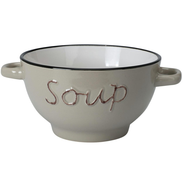 Miska na zupę z kamionki 650 ml beżowa 18x13,5x8 cm 390233
