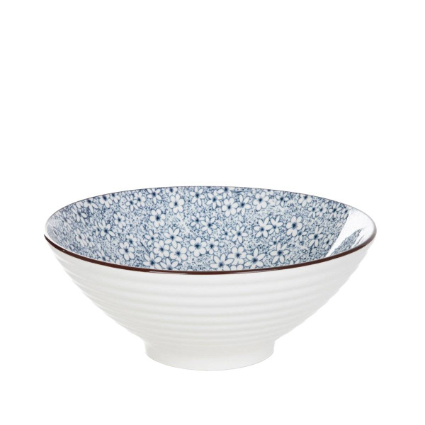 Miska SALADO w kwiaty z brązowym rantem 20,5 cm HOMLA 922467