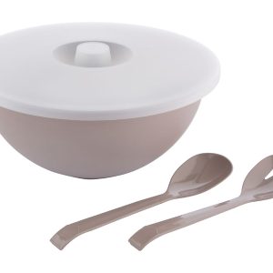 Miska z pokrywą i łyżkami do sałaty 3,6 l taupe 631553 Miska z pokrywą i łyżkami do sałaty 3,6 l taupe 631553