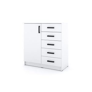 Młodzieżowa komoda Sigma B1 5S 90 cm z szufladami – biała 986216 Młodzieżowa komoda Sigma B1 5S 90 cm z szufladami – biała 986216