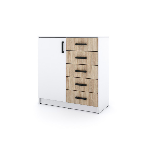 Młodzieżowa komoda Sigma B4 5S 90 cm z szufladami - dąb sonoma 986222