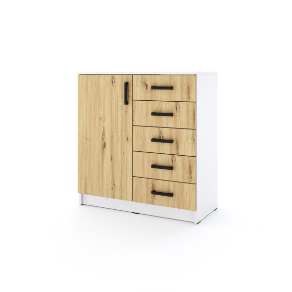 Młodzieżowa komoda Sigma B5 1U5S 90 cm z szufladami - dąb artisan 986219