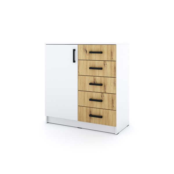 Młodzieżowa komoda Sigma B5 5S 90 cm z szufladami - dąb artisan 986215