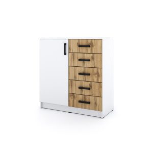 Młodzieżowa komoda Sigma B6 5S 90 cm z szufladami – dąb wotan 986223 Młodzieżowa komoda Sigma B6 5S 90 cm z szufladami – dąb wotan 986223