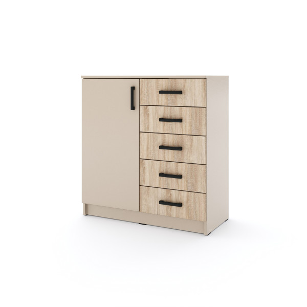 Młodzieżowa komoda Sigma K4 5S 90 cm z szufladami - dąb sonoma 986221
