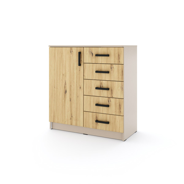 Młodzieżowa komoda Sigma K5 1U5S 90 cm z szufladami - dąb artisan 987627