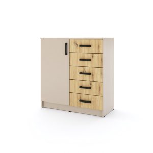 Młodzieżowa komoda Sigma K5 5S 90 cm z szufladami – dąb artisan 986225 Młodzieżowa komoda Sigma K5 5S 90 cm z szufladami – dąb artisan 986225