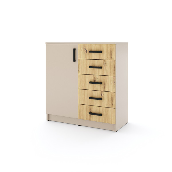 Młodzieżowa komoda Sigma K5 5S 90 cm z szufladami - dąb artisan 986225