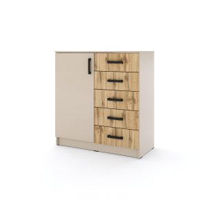Młodzieżowa komoda Sigma K6 5S 90 cm z szufladami – dąb wotan 986213 Młodzieżowa komoda Sigma K6 5S 90 cm z szufladami – dąb wotan 986213