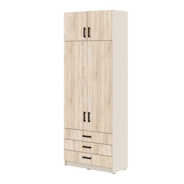 Młodzieżowa szafa Sigma MAX K4 2U3SZ 90 cm z szufladami - dąb sonoma 989679