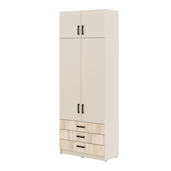Młodzieżowa szafa Sigma MAX K4 3SZ 90 cm z szufladami - dąb wotan 989656