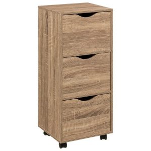 Mobilny kontenerek biurowy na kółkach 3 szuflady MDF beżowy dekor drewniany 1064552 Mobilny kontenerek biurowy na kółkach 3 szuflady MDF beżowy dekor drewniany 1064552