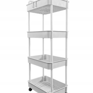 Mobilny regał 4 półki kuchenny łazienkowy na kółkach wózek WM100BI biały n 766465 Mobilny regał 4 półki kuchenny łazienkowy na kółkach wózek WM100BI biały n 766465