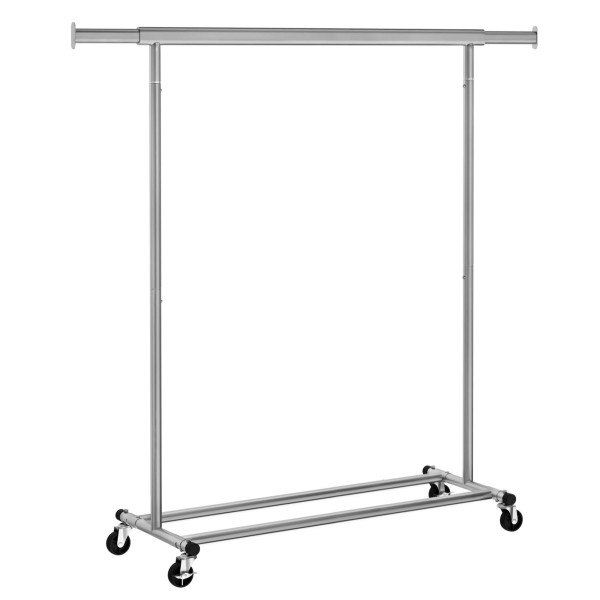 Mobilny srebrny wieszak na ubrania stalowy 161,5x132x45,4 cm 991127