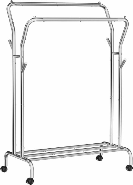 Mobilny Wieszak Stalowy 155cm z Półką, Srebrny 766437