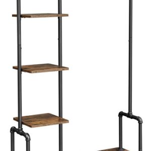 Mobilny wieszak stojący na ubrania LOFT 175 cm na kółkach z 4 półkami metal 1064489 Mobilny wieszak stojący na ubrania LOFT 175 cm na kółkach z 4 półkami metal 1064489
