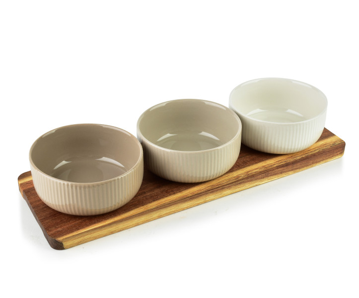 MODERN KITCHEN Deska z 3 miskami 10x10x4,5cm(32x11x1,2cm) 210ml 965890
