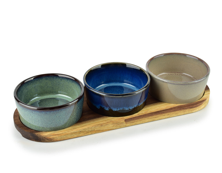 MODERN KITCHEN Deska z 3 miskami 8,5x8,5x4cm(28x9,5x1,2cm) 110ml 965886