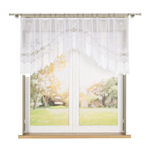 MODESTA - Firanka gotowa żakardowa z podcięciem na dole - 250x80 cm - biały 774867