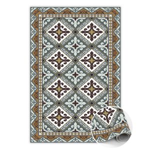 Modny dywan winylowy Geometryczne kwiaty 100 x 150 cm 449605 Modny dywan winylowy Geometryczne kwiaty 100 x 150 cm 449605