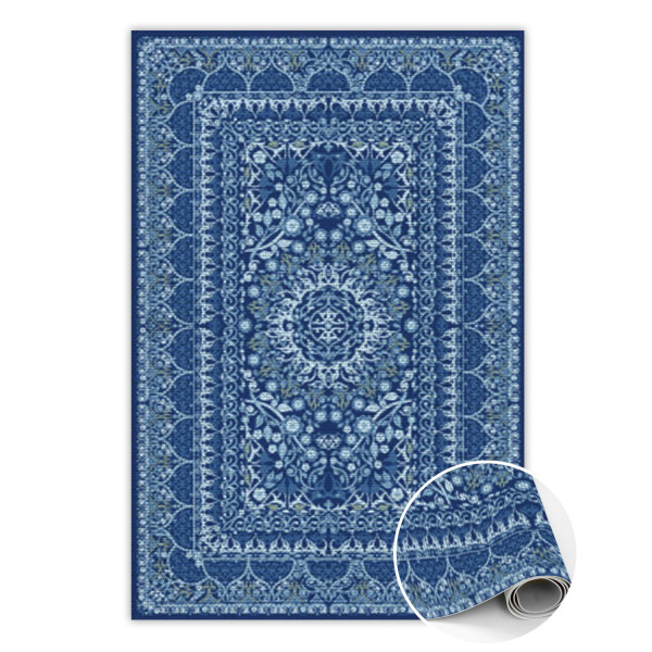 Modny dywan winylowy Niebieski antyczny styl 120 x 180 cm 455406