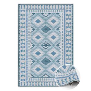 Modny dywan winylowy Niebieskie romby 150 x 225 cm 455426 Modny dywan winylowy Niebieskie romby 150 x 225 cm 455426
