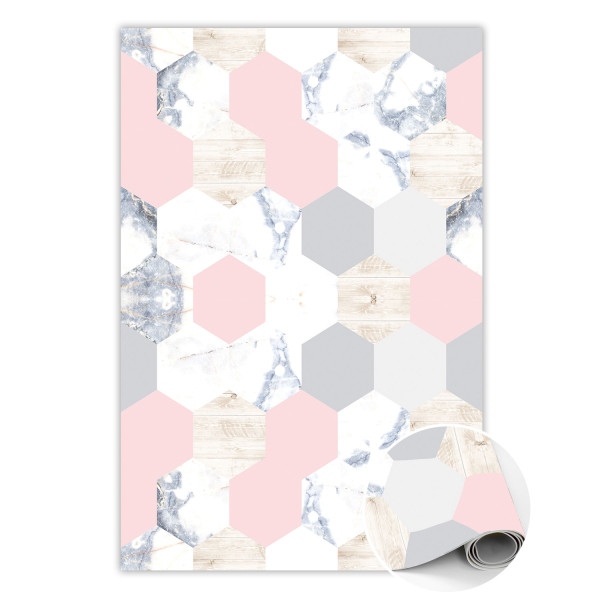 Modny winylowy dywan Marmurowe hexagony 120 x 180 cm 456975