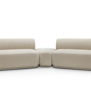 Modułowa sofa z pufą beżowa NOBIS z elegancko zaokrąglonymi bokami 726330 Modułowa sofa z pufą beżowa NOBIS z elegancko zaokrąglonymi bokami 726330