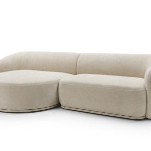 Modułowy narożnik beżowy NOBIS z elegancko zaokrąglonym bokiem lewy 726334