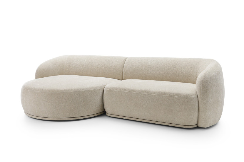 Modułowy narożnik beżowy NOBIS z elegancko zaokrąglonym bokiem lewy 726334