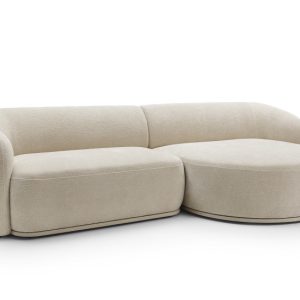 Modułowy narożnik beżowy NOBIS z elegancko zaokrąglonym bokiem prawy 726333