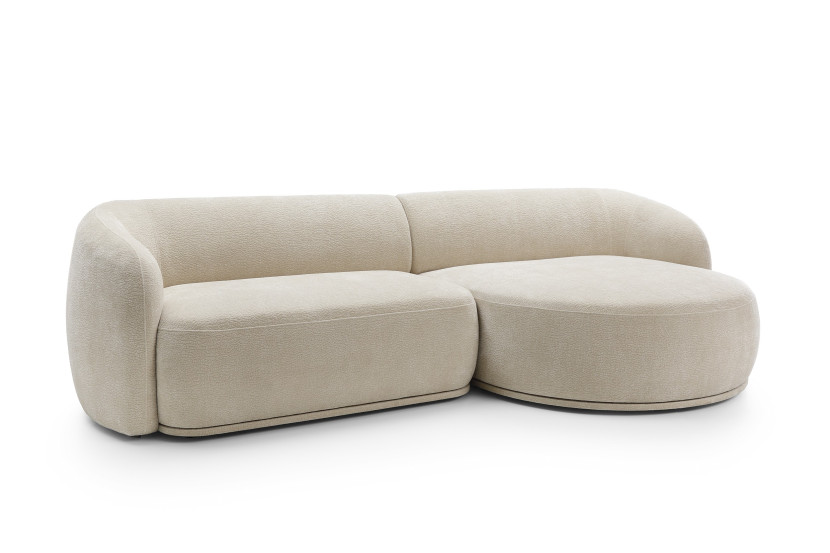 Modułowy narożnik beżowy NOBIS z elegancko zaokrąglonym bokiem prawy 726333