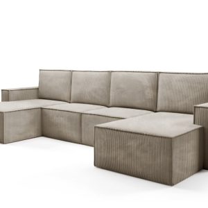Modułowy narożnik sztruksowy w kształcie U ORTO Jasny brąz 343434