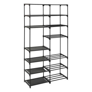 Modułowy regał na buty Intissa metalowy czarny 10 półek do 32 par 1064537 Modułowy regał na buty Intissa metalowy czarny 10 półek do 32 par 1064537