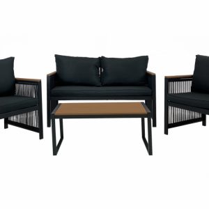 Modułowy zestaw mebli ogrodowych stół fotel do ogrodu tarasu Cuba czarny 868184 Modułowy zestaw mebli ogrodowych stół fotel do ogrodu tarasu Cuba czarny 868184