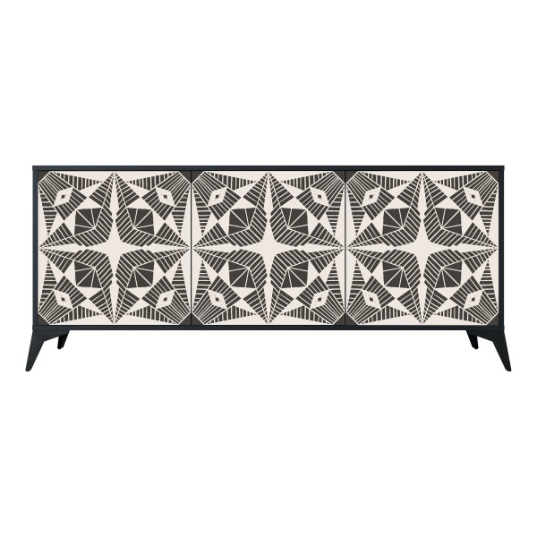 MONOCHROME NEXUS Komoda 3 drzwi Czarna-Metalowa gwiazdka czarna 441685
