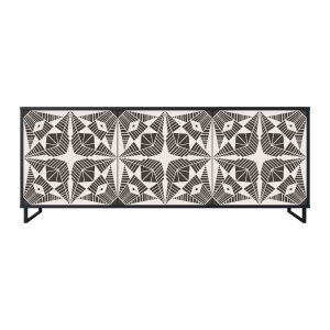 MONOCHROME NEXUS Komoda 3 drzwi Czarna-Metalowa ramka czarna 441592 MONOCHROME NEXUS Komoda 3 drzwi Czarna-Metalowa ramka czarna 441592