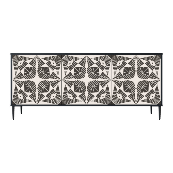 MONOCHROME NEXUS Komoda 3 drzwi Czarna-Metalowa szpilka czarna 441663