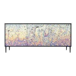 MOSAIC OF COLORS Komoda 3 drzwi Czarna-Metalowa szpilka czarna 442315 MOSAIC OF COLORS Komoda 3 drzwi Czarna-Metalowa szpilka czarna 442315