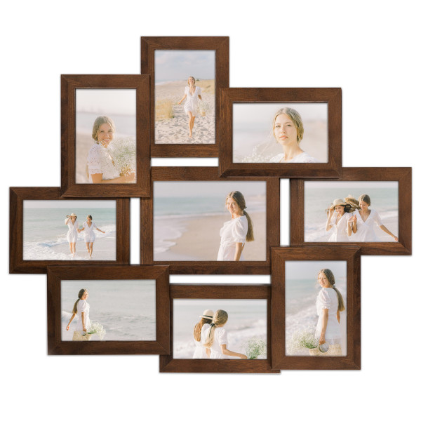Multirama brązowa ramka na dziewięć zdjęć 10x15 cm 13x18 cm 9 w 1 FRAMAI® 915725