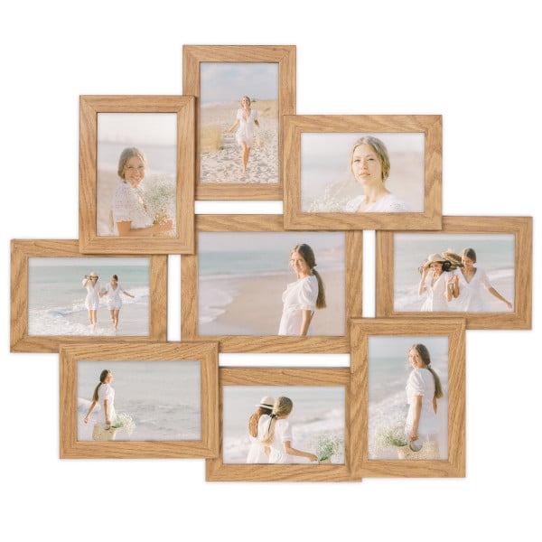 Multirama dębowa ramka na dziewięć zdjęć 10x15 cm 13x18 cm 9 w 1 FRAMAI® 915724
