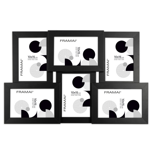 Multirama na zdjęcia 6 zdjęć 10x15 cm czarna ramka 6 w 1 FRAMAI 846660