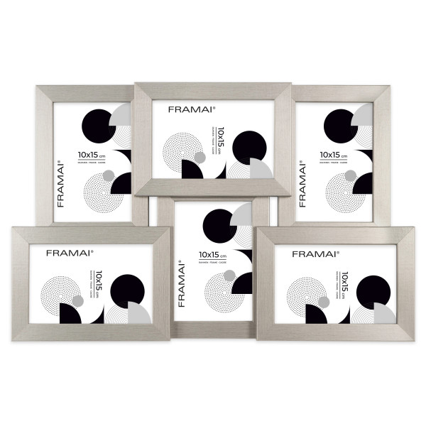 Multirama na zdjęcia 6 zdjęć 10x15 cm srebrna ramka 6 w 1 FRAMAI 846665