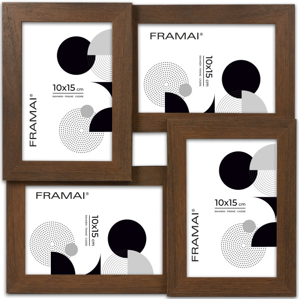 Multirama na zdjęcia brązowa ramka na cztery zdjęcia 10x15 cm 4 w 1 FRAMAI 846666