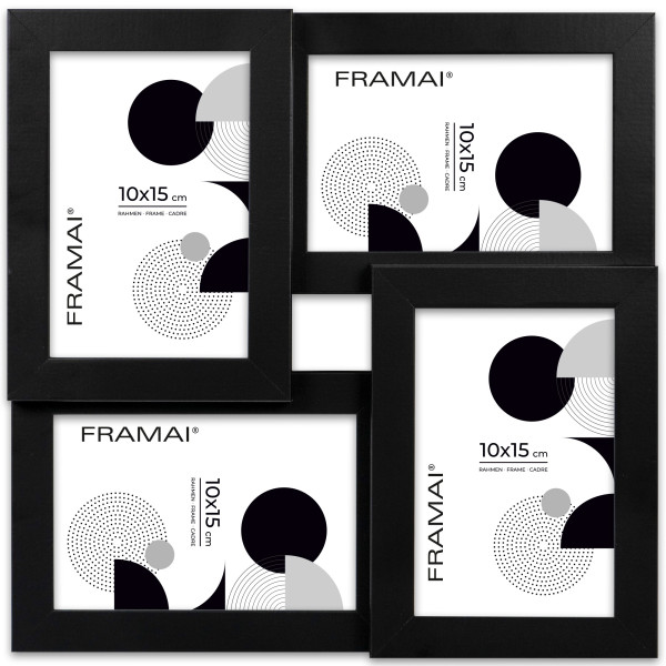 Multirama na zdjęcia czarna ramka na cztery zdjęcia 10x15 cm 4 w 1 FRAMAI 846661