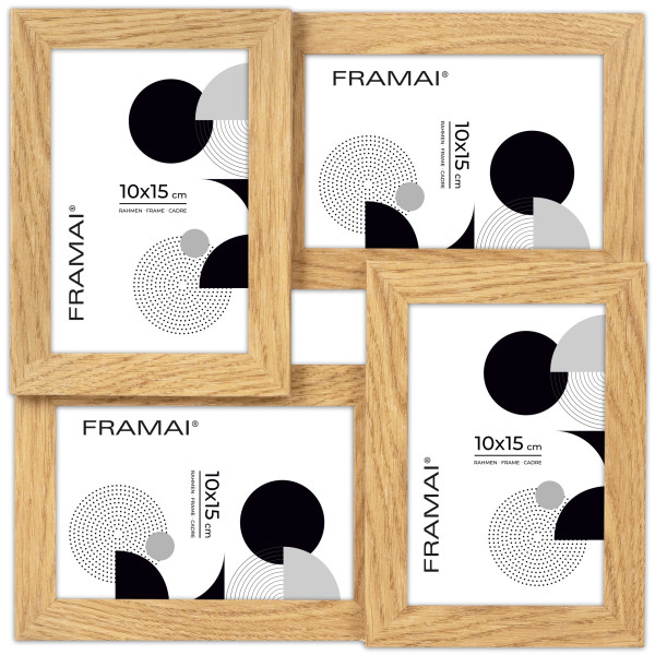 Multirama na zdjęcia dębowa ramka na cztery zdjęcia 10x15 cm 4 w 1 FRAMAI 848690