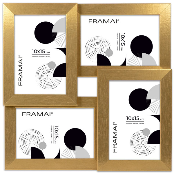 Multirama na zdjęcia złota ramka na cztery zdjęcia 10x15 cm 4 w 1 FRAMAI 846664
